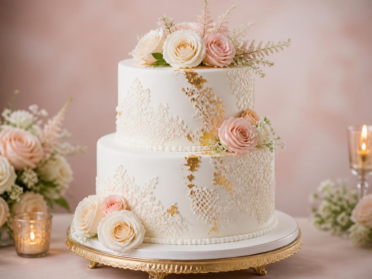 Gold Leaf Wedding Cake